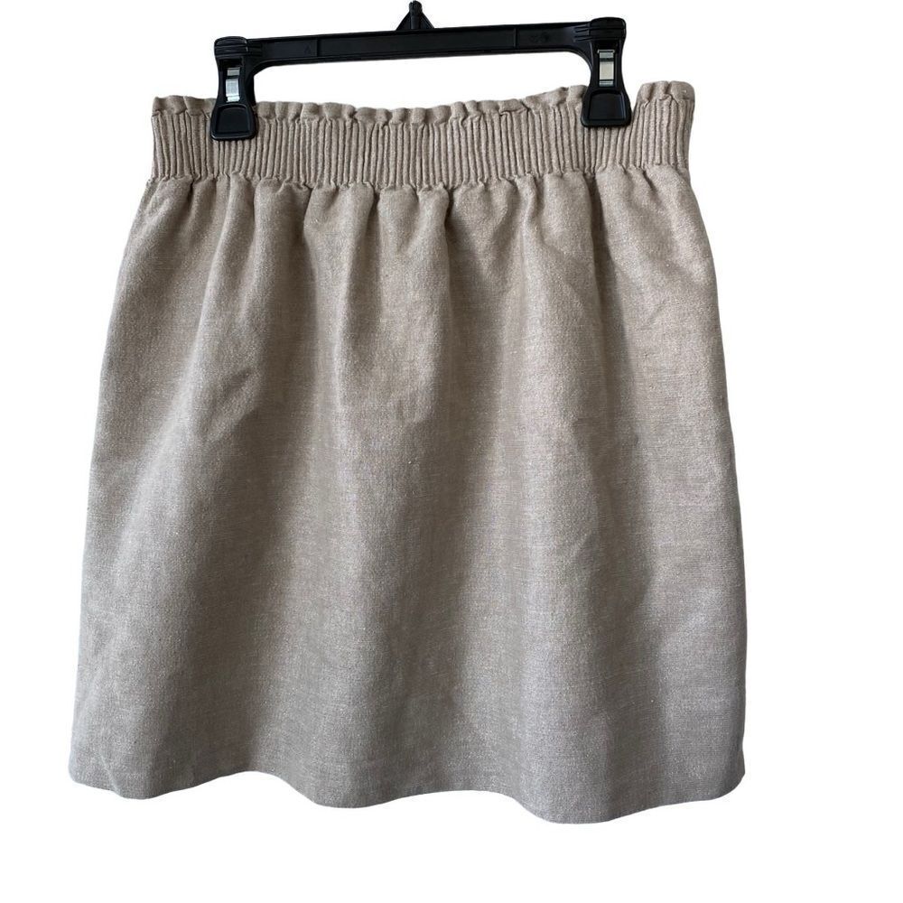 J. Crew Cream Silver Metallic Mini Skirt With Pockets